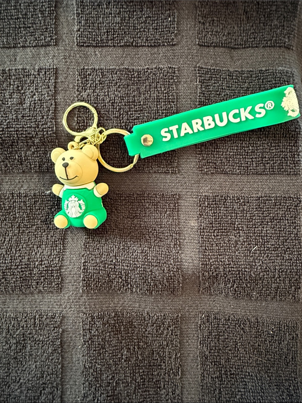 Starbucks Green Bear Charm Keychain with Logo Strap